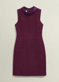 Prisha Sequin Tweed Dress, Warm Plum, hi-res