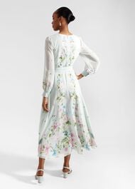 Maribella Silk Dress, Green Multi, hi-res