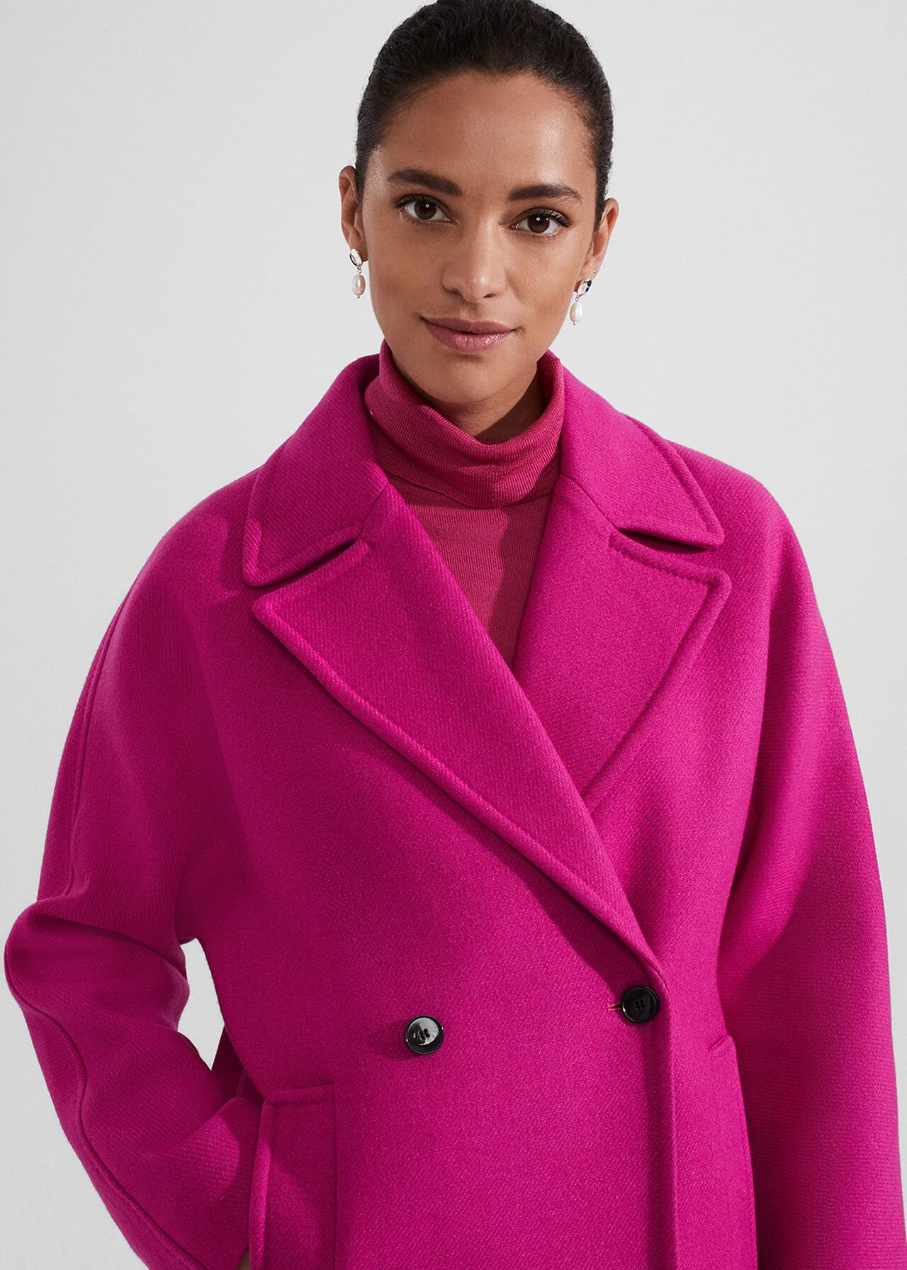 Carine Wool Coat, Bright Pink, hi-res