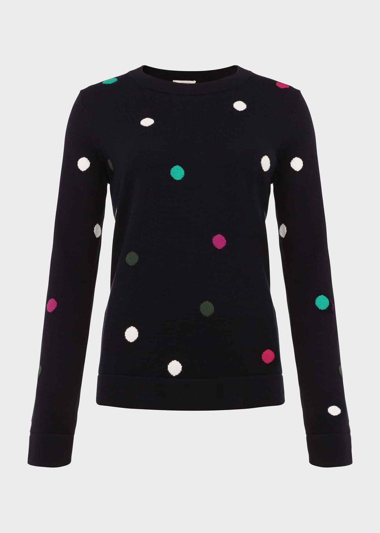 Amelia Cotton Spot Jumper, Navy Multi, hi-res