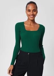 Bethan Knitted Top, Evergreen, hi-res