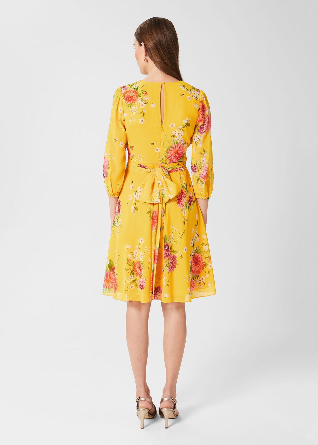 Jasmina Floral Fit And Flare Dress, Yellow Multi, hi-res