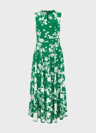 Angelica Floral Midi Dress, Green Ivory, hi-res