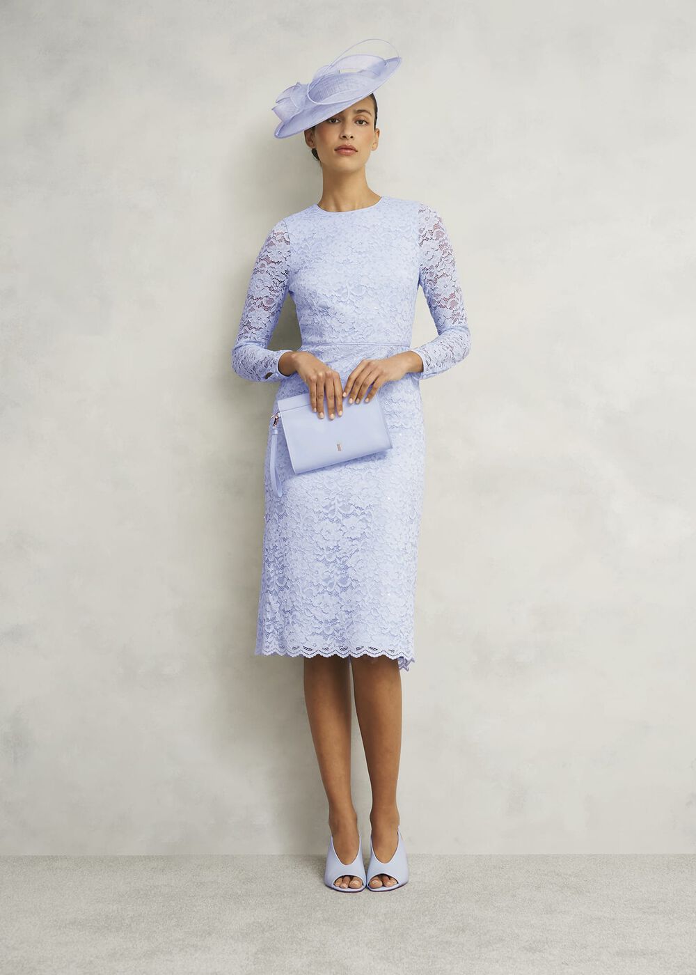 Petite Ottilie Lace Sequin Dress, Pale Blue, hi-res