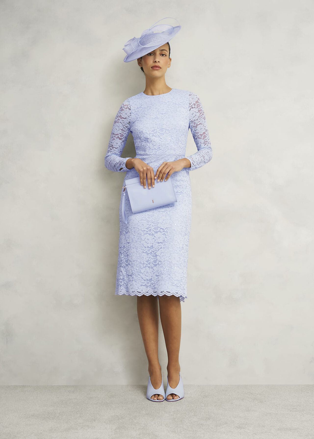 Petite Ottilie Lace Sequin Dress, Pale Blue, hi-res
