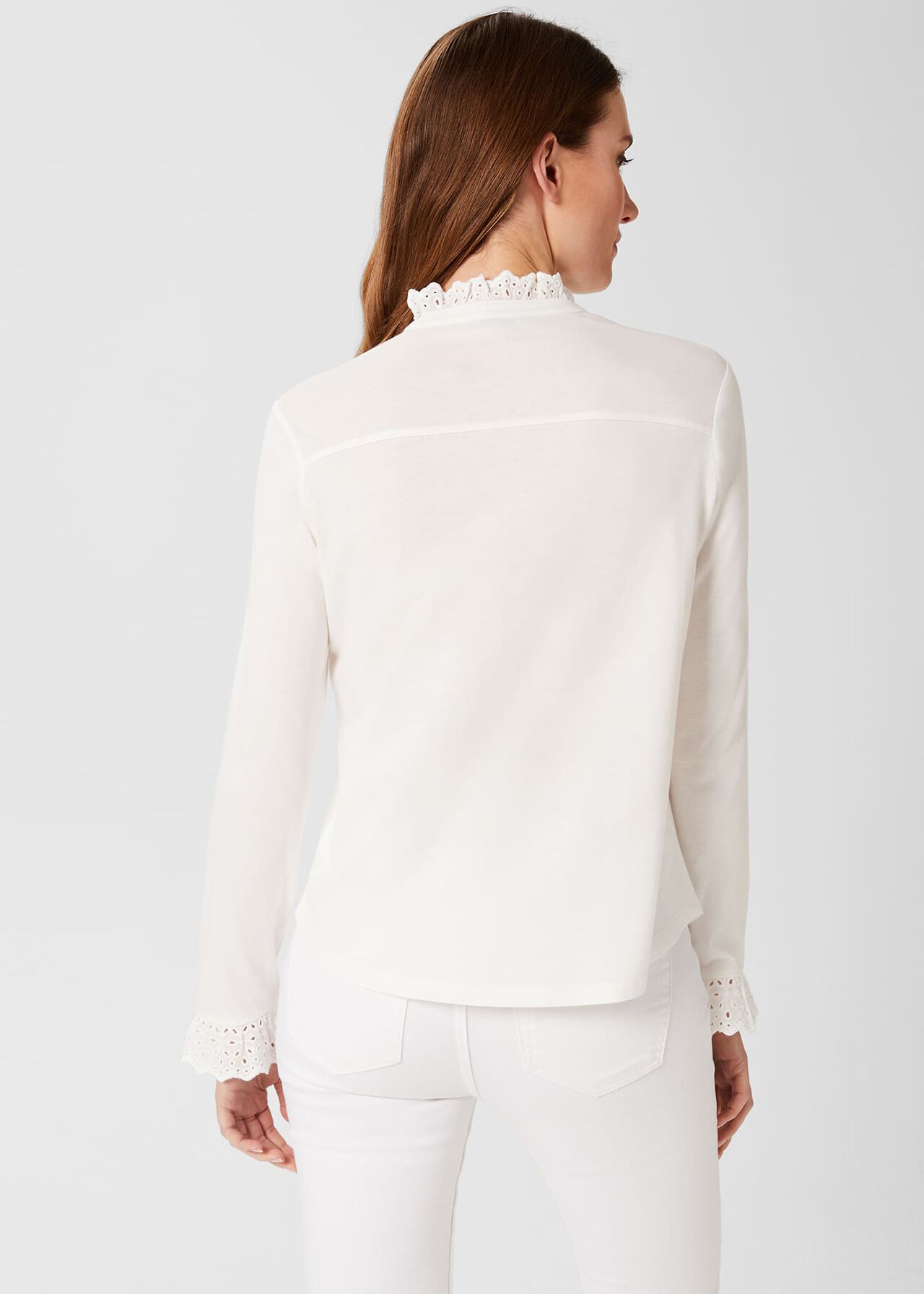 Adalee Broderie Cuff Blouse, Ivory, hi-res