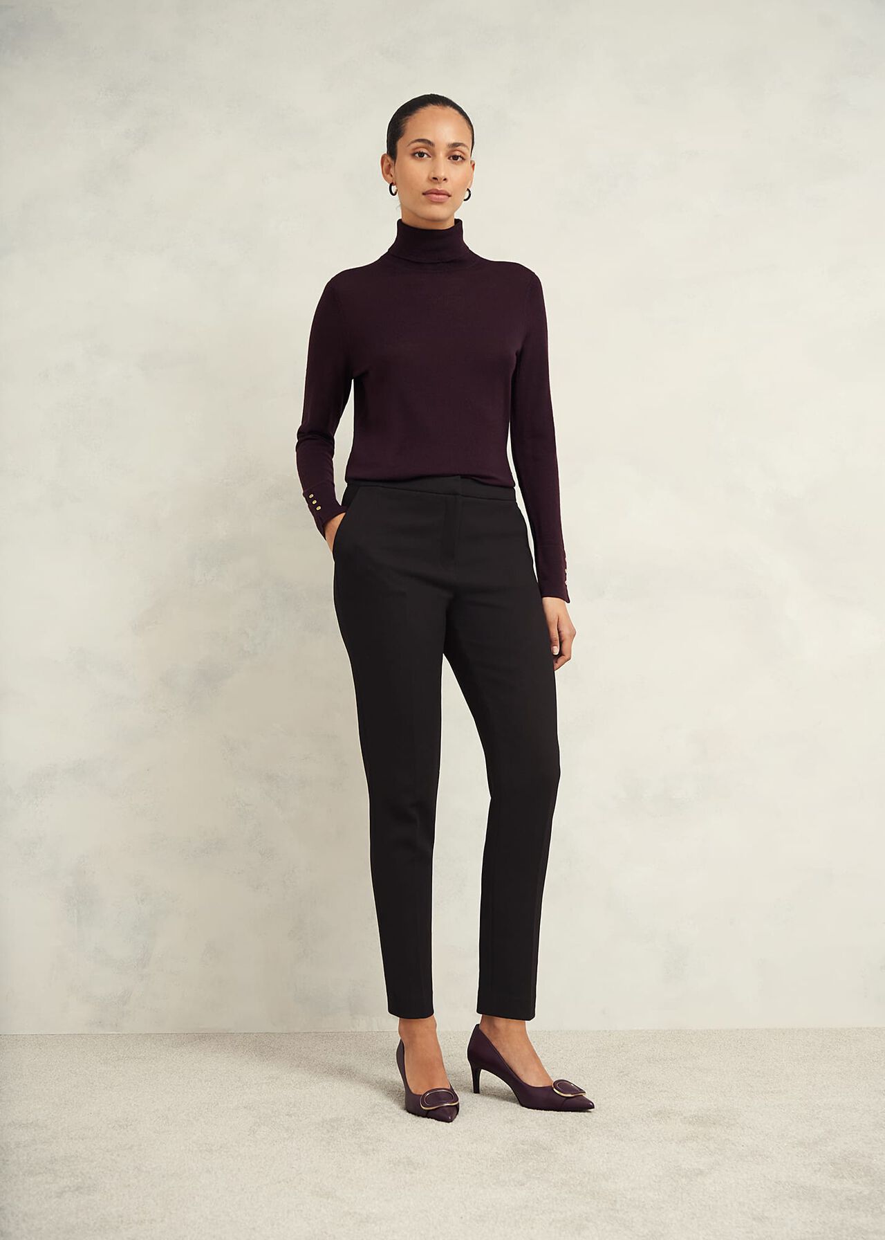 Petite Mia Slim Trousers, Black, hi-res