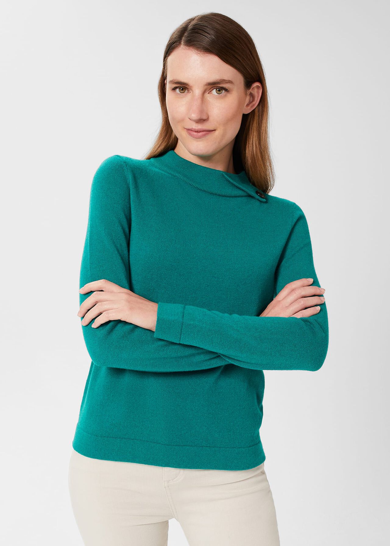 Talia Wool Cashmere Sweater, Ocean Green, hi-res