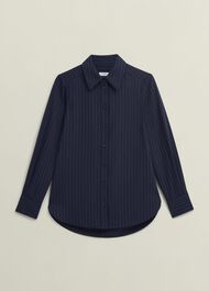 Hadley Pinstripe Shirt, Midnight Ivory, hi-res