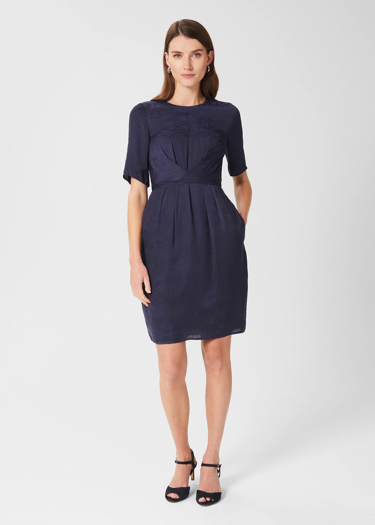 Anya Jacquard Dress, Light Navy, hi-res