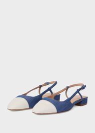 Colette Canvas Slingback Shoes, Chambray Linen, hi-res