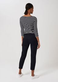 Mallory Cotton Blend Capri Trousers With Stretch, Navy, hi-res