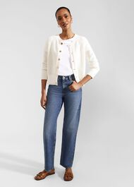 Florentina Cotton Cardigan, Ivory, hi-res