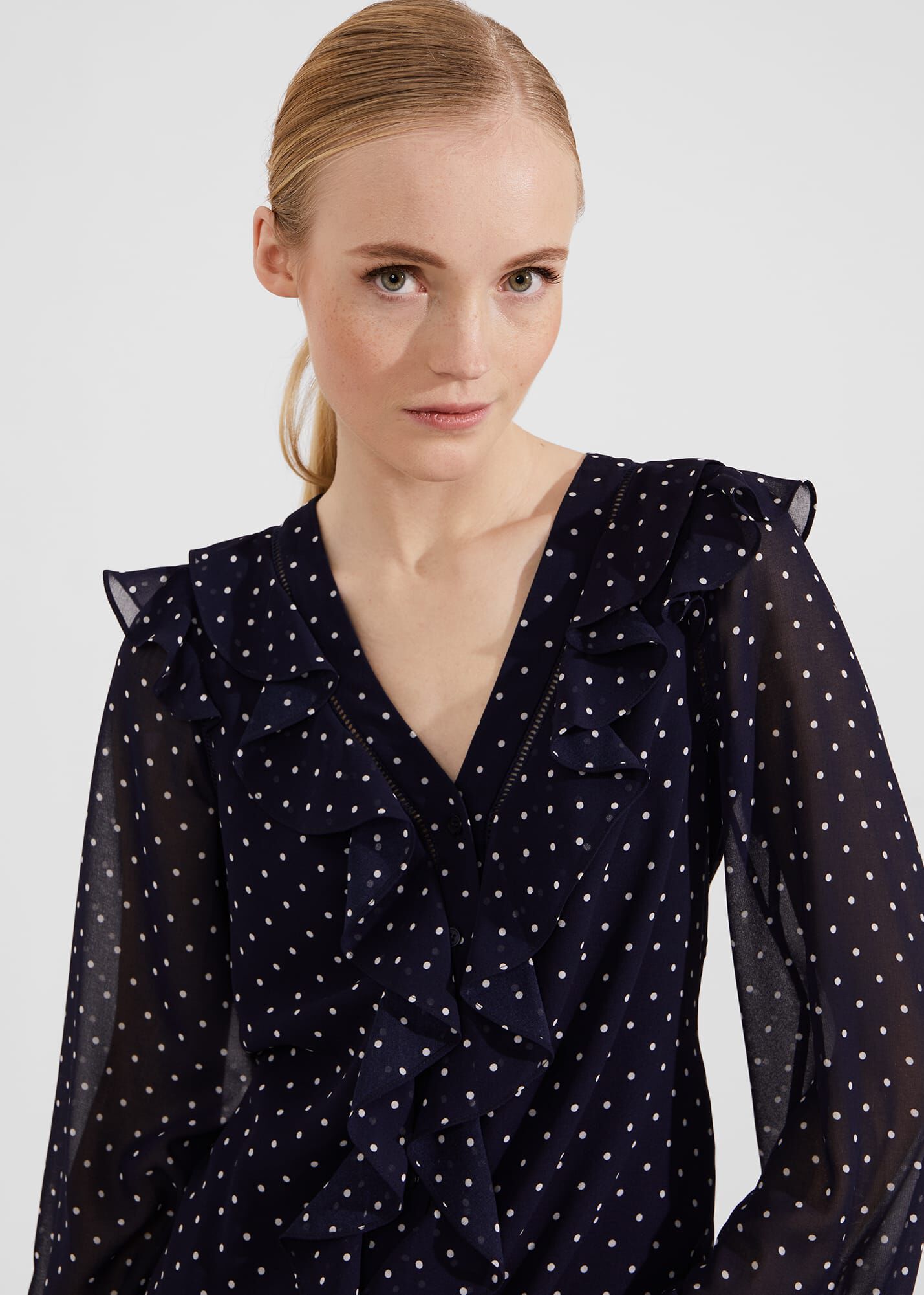 ホブズ HOBBS ROSANA TOP （NAVY IVORY） Rosana Polka Dot Top | Hobbs US |