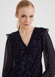 Rosana Polka Dot Top, Navy Ivory, hi-res