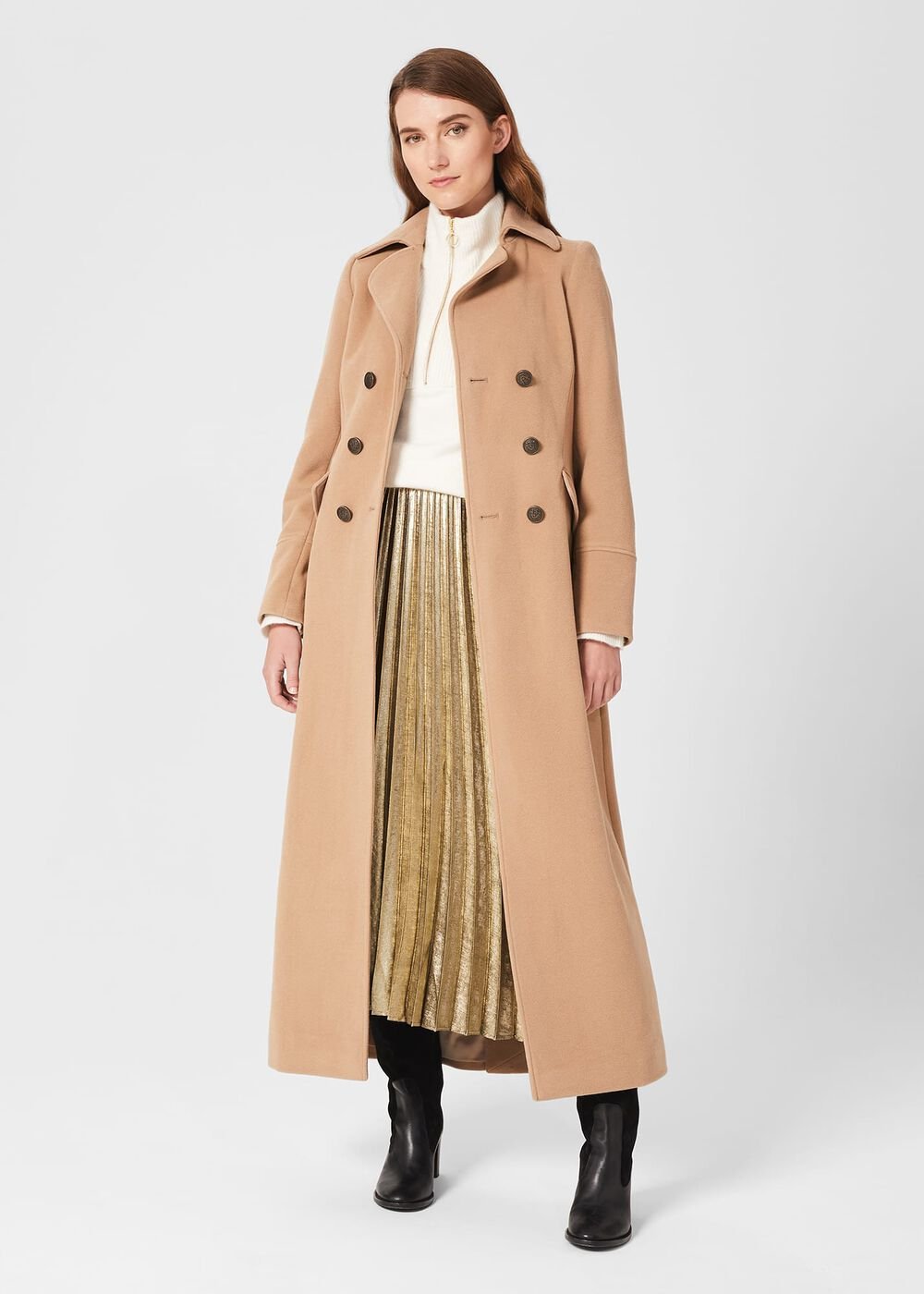 Brenna Wool Blend Maxi Coat, Camel, hi-res