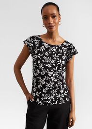 Nessie Printed Top, Black Ivory, hi-res
