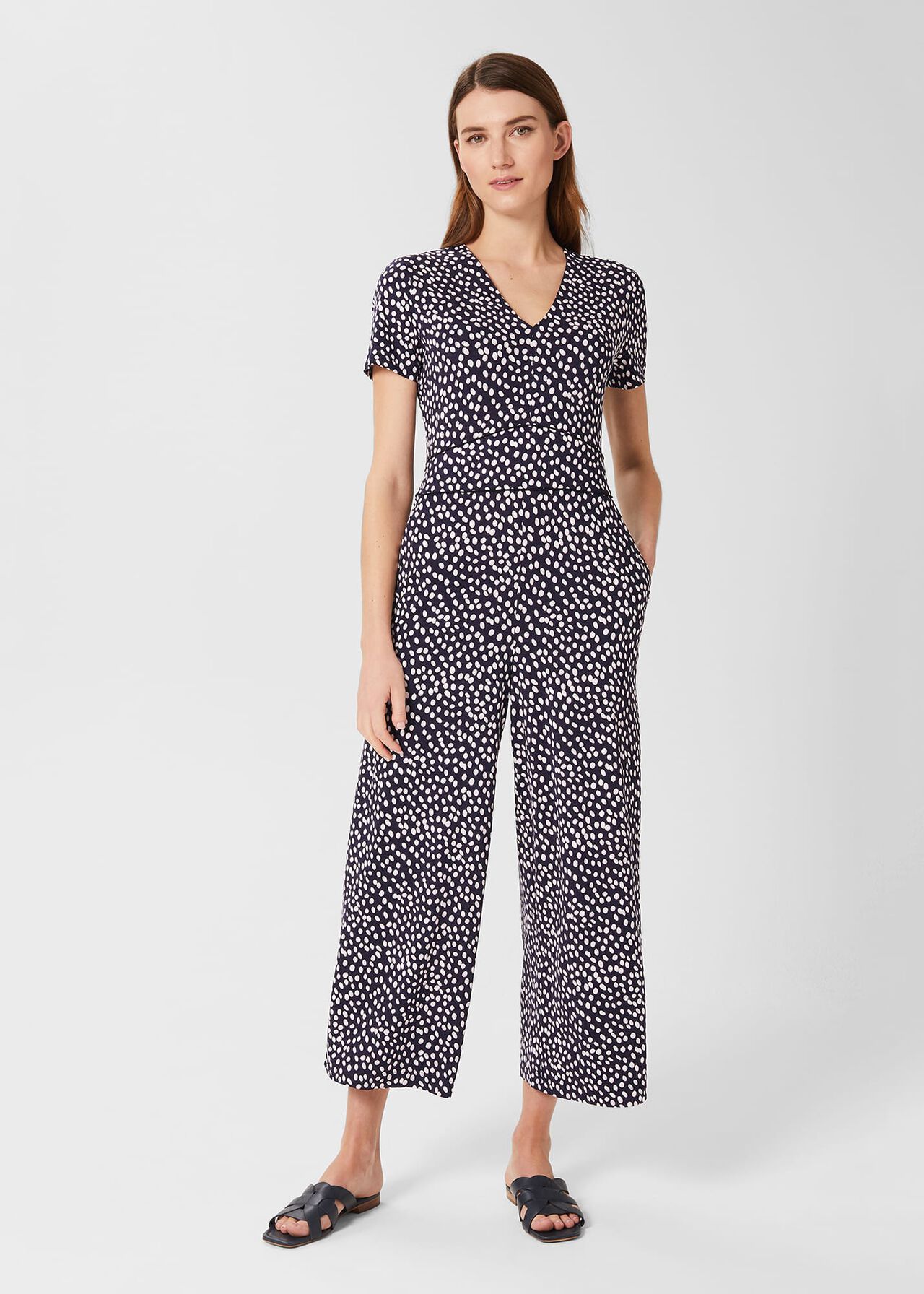 Lina Jersey Jumpsuit, Navy Ivory, hi-res