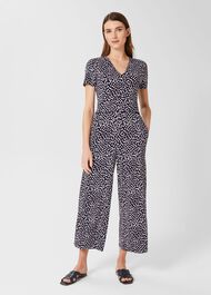 Lina Jersey Jumpsuit, Navy Ivory, hi-res