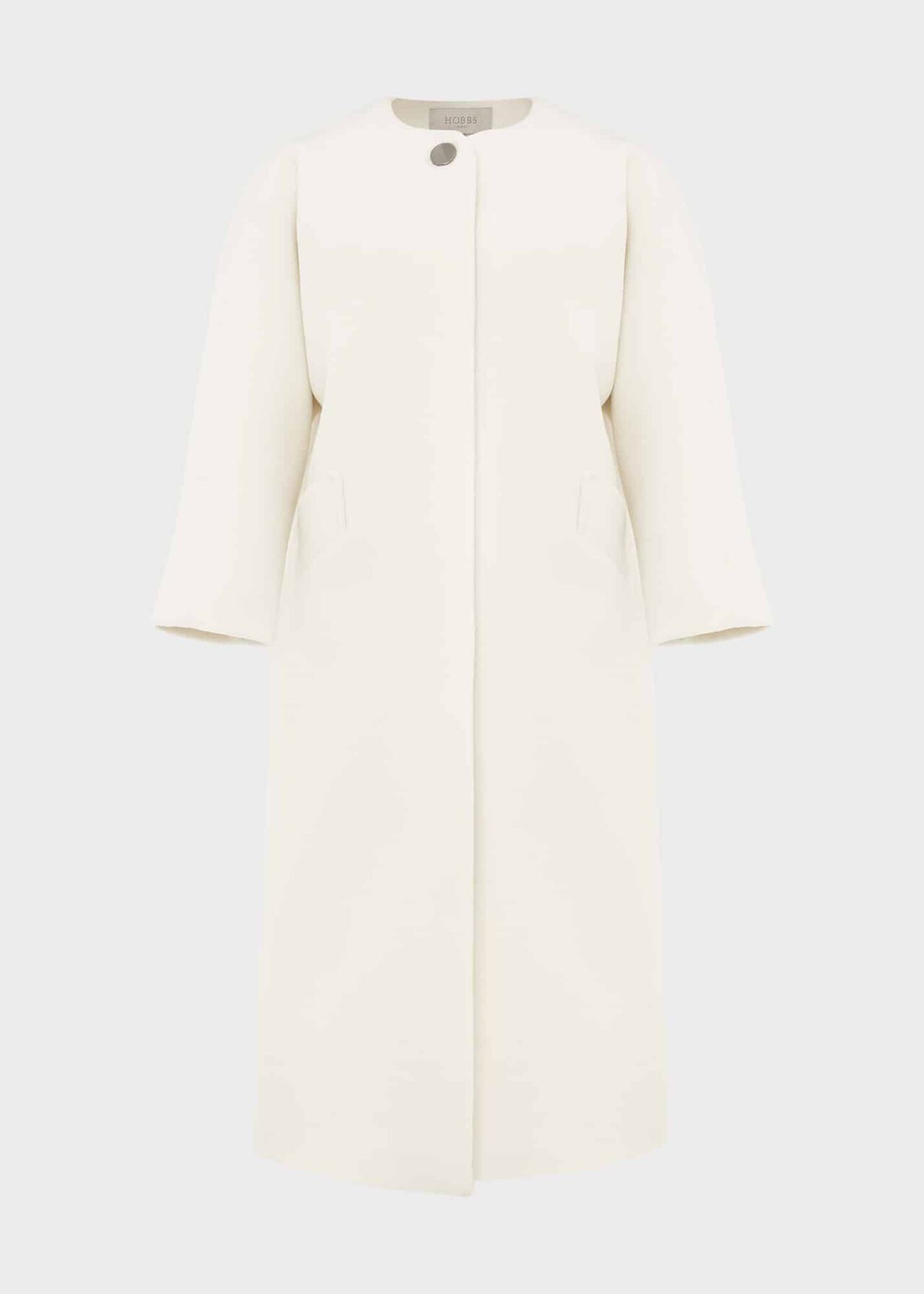 Tabatha Wool Blend Long Coat, White, hi-res