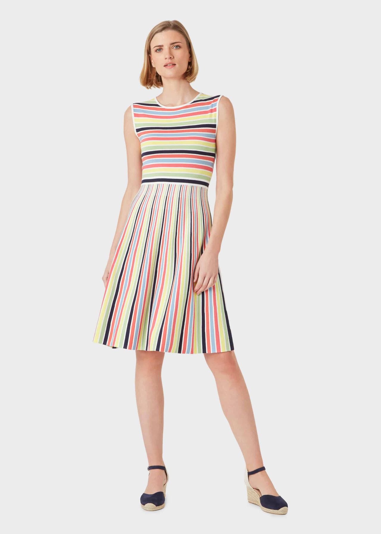 Rainbow Stripe Knitted Dress, Multi, hi-res