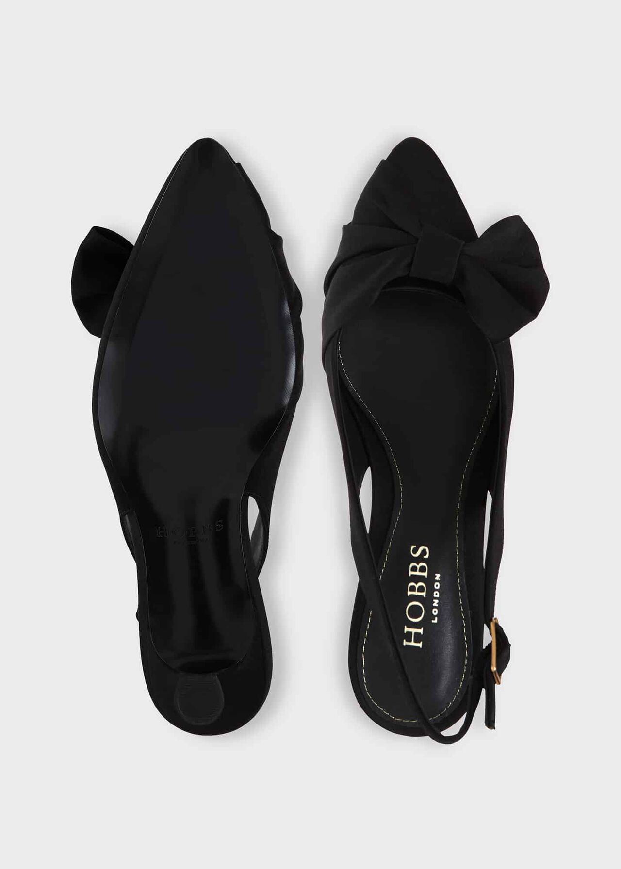 Francis Satin Slingbacks, Black, hi-res