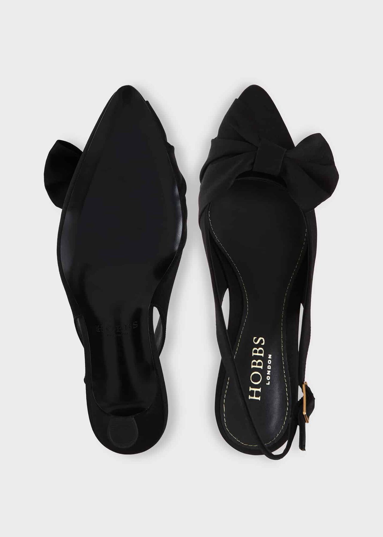 Francis Satin Slingback, Black, hi-res