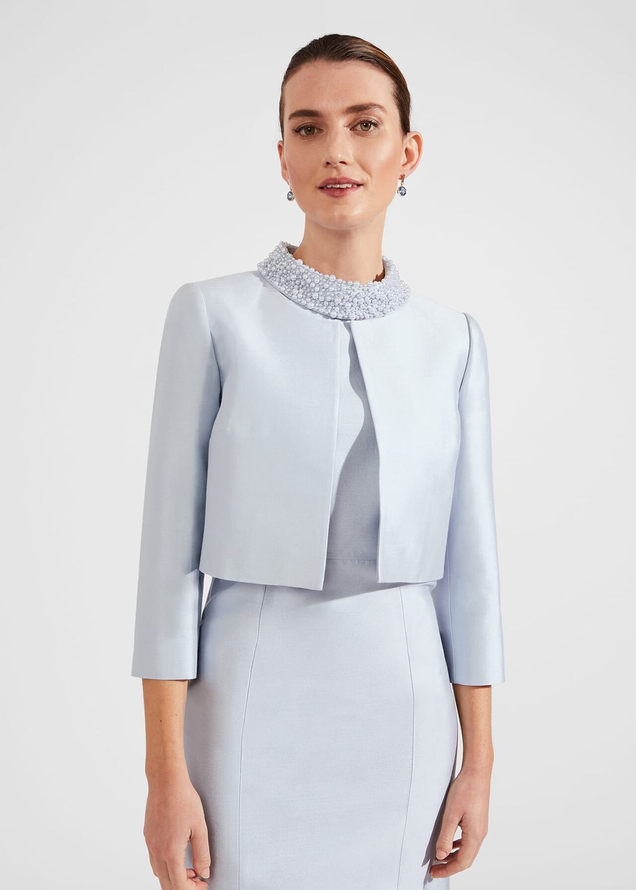 Katherine Silk Blend Jacket, Pale Blue, hi-res