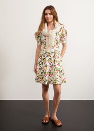 Coniston V Neck Mini Dress, Ivory Multi, hi-res