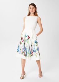 Laura Floral Dress, Ivory Multi, hi-res