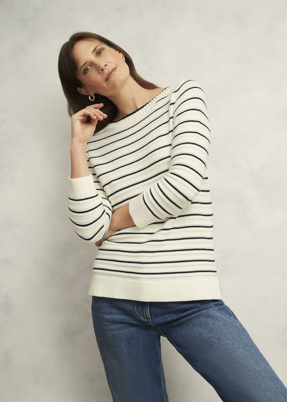 Annalise Jumper, Navy Warm Ivory, hi-res