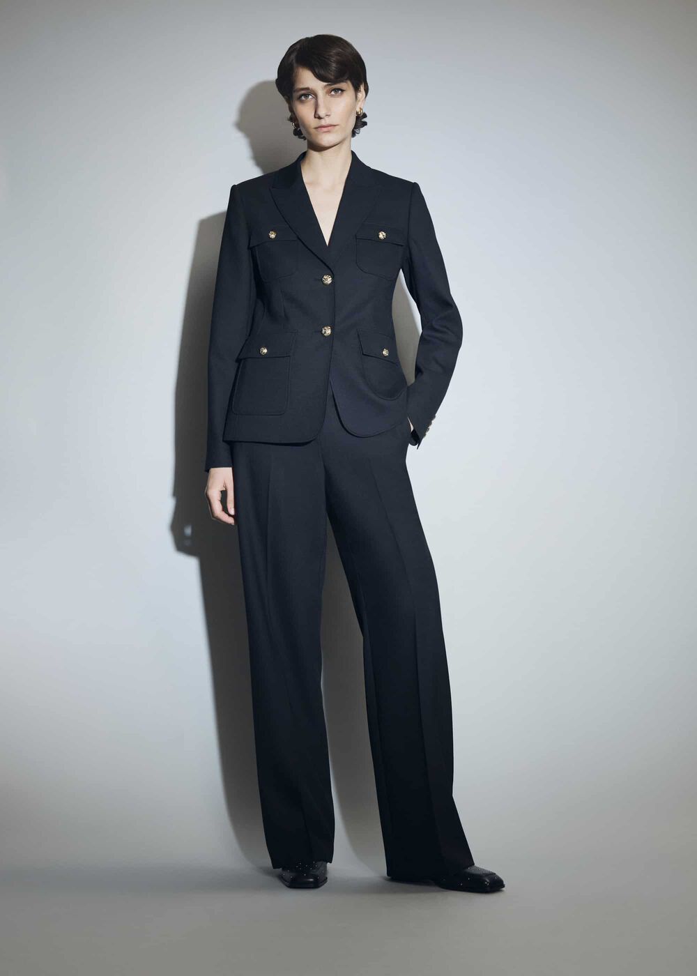 Highclere Wide Trousers, Black, hi-res