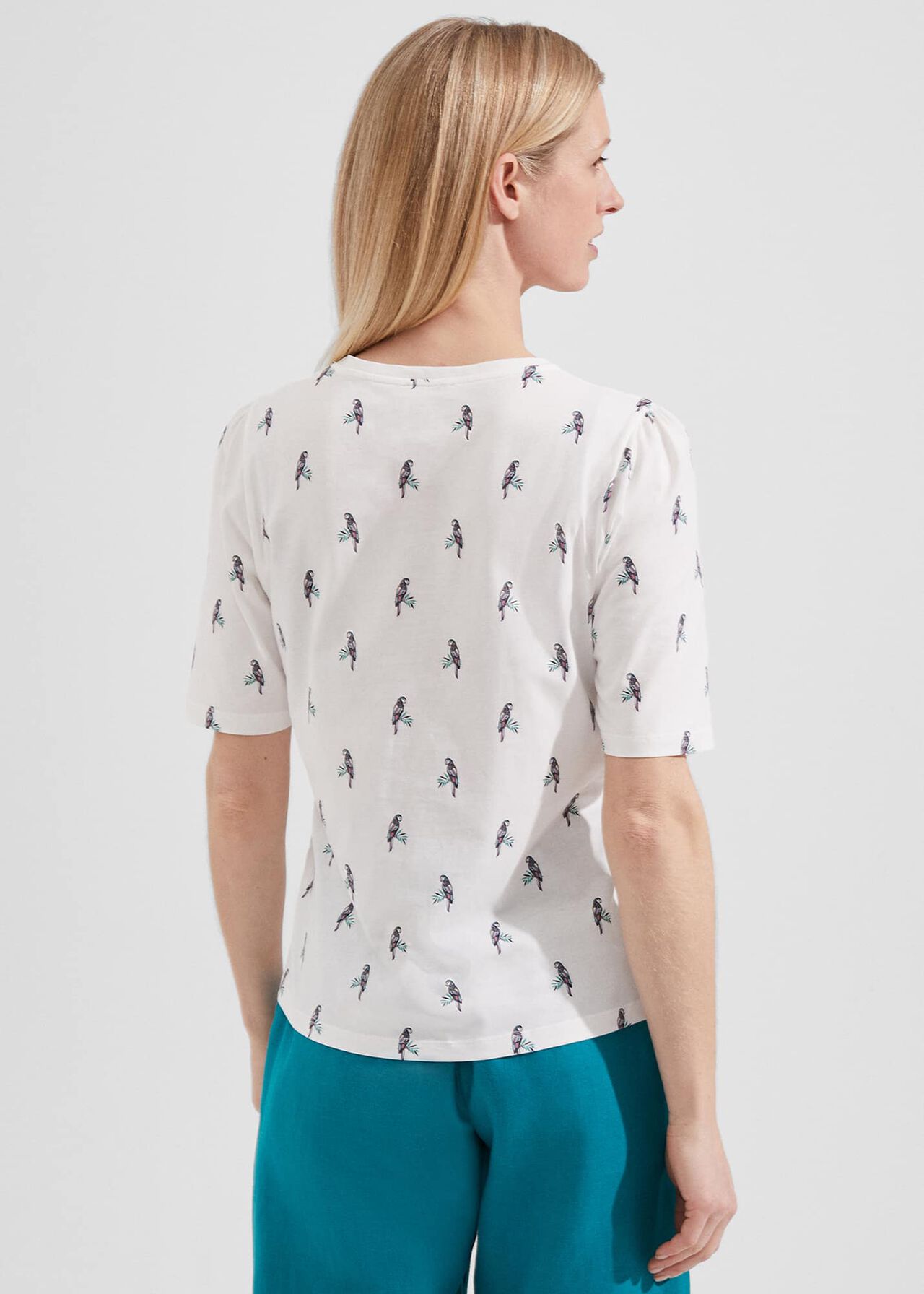 Eva Cotton Printed T-Shirt, White Navy, hi-res