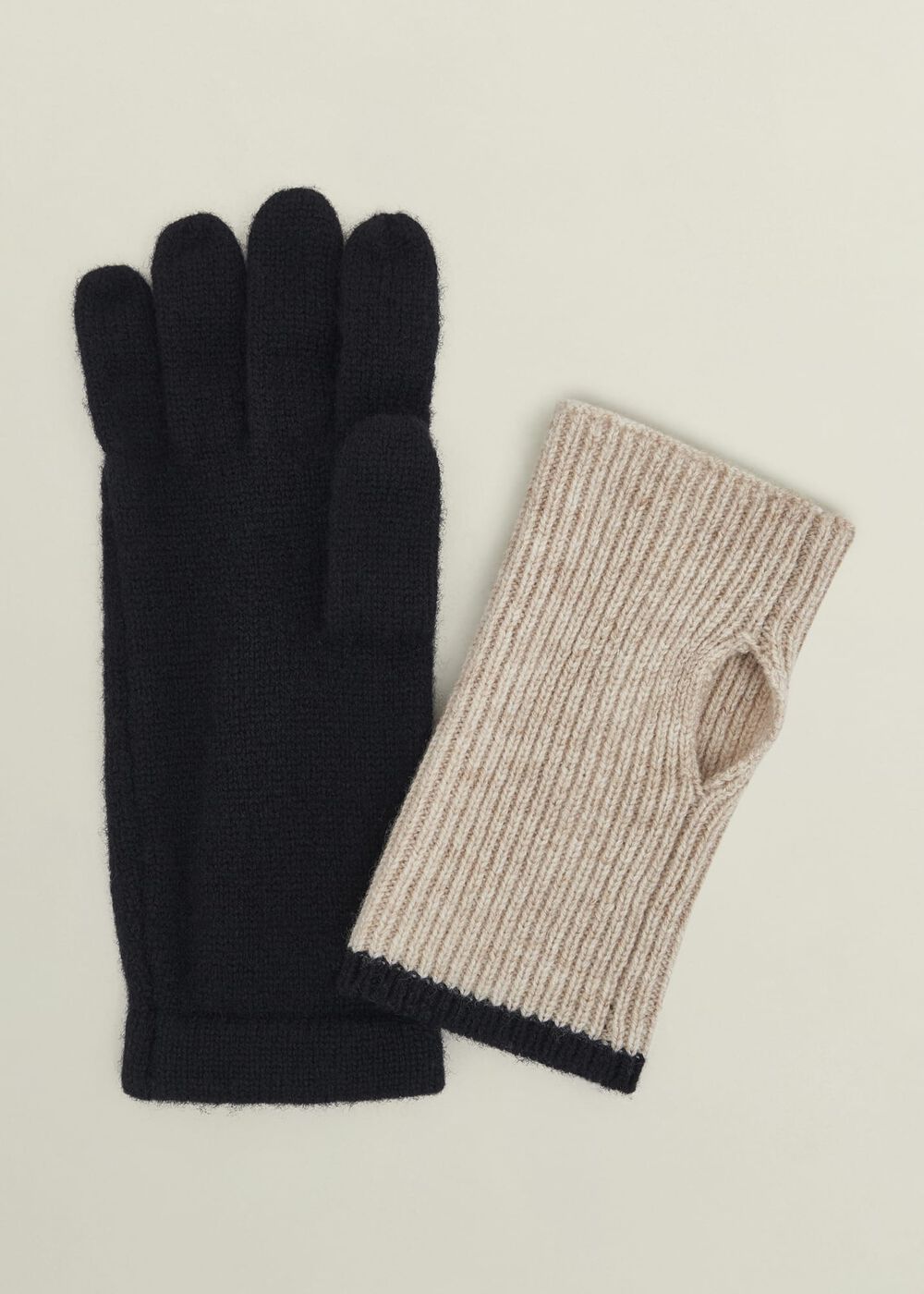 Acacia Knit Gloves, Beige Black, hi-res