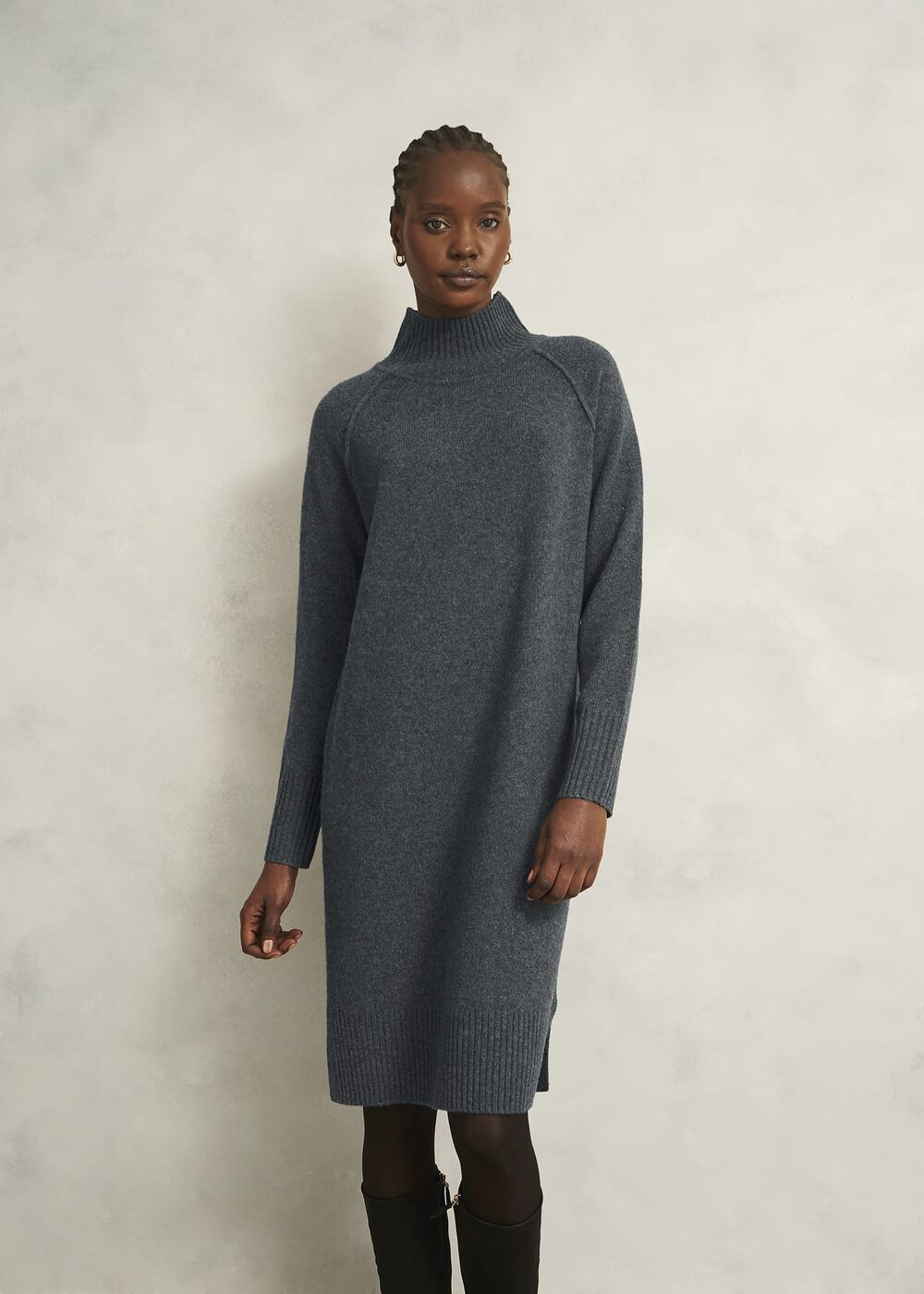 Lorraine Knit Dress, Charcoal Grey, hi-res