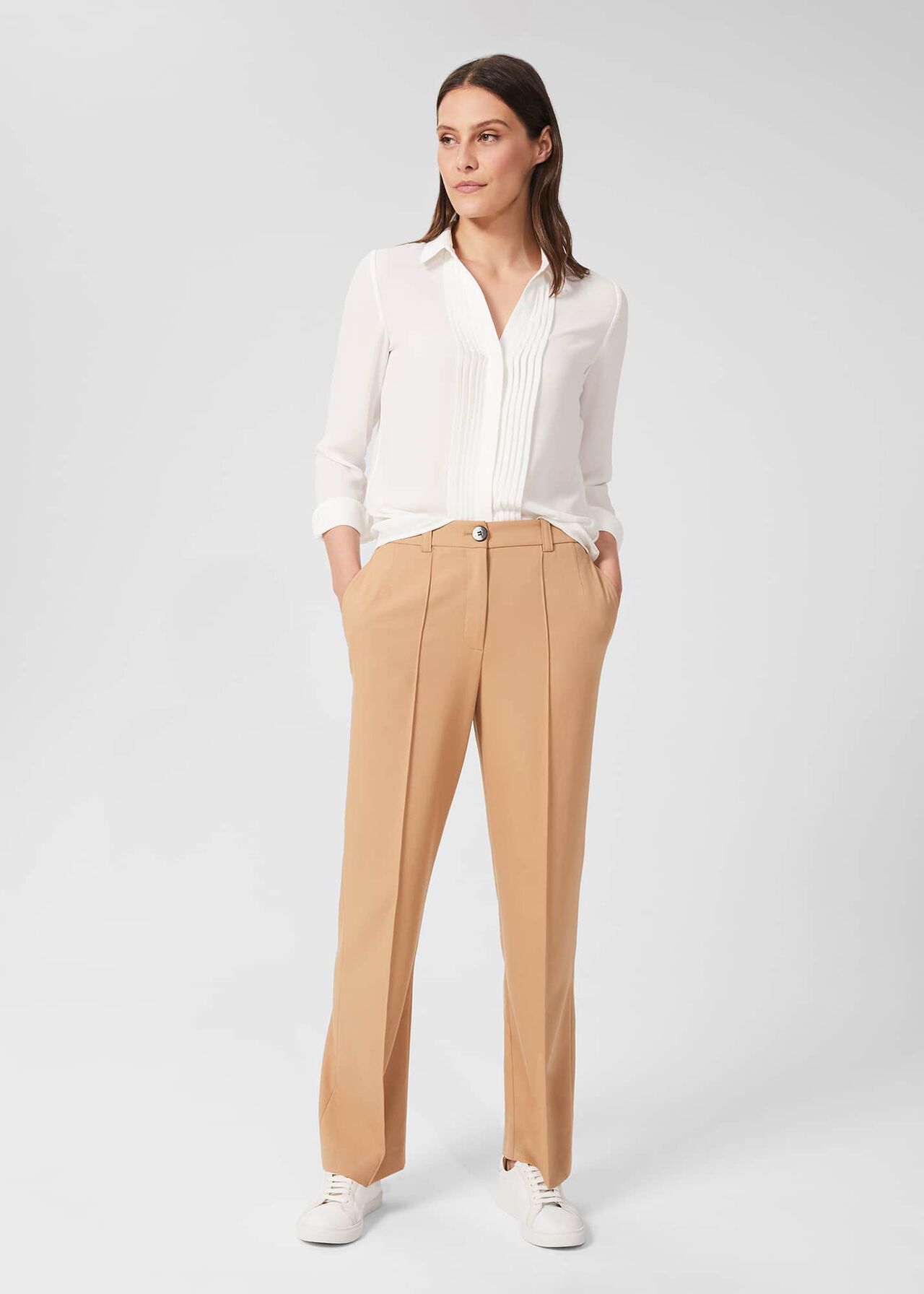 Elaine Pleat Shirt, Ivory, hi-res