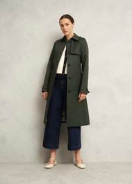 Hallie Shower Resistant Trench Coat, Woodland Green, hi-res