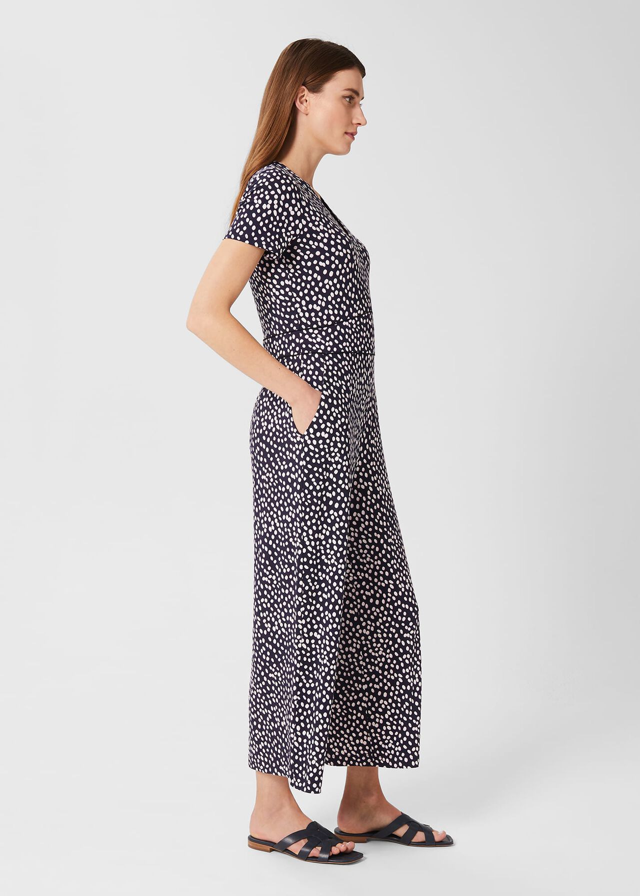 Lina Jersey Jumpsuit, Navy Ivory, hi-res