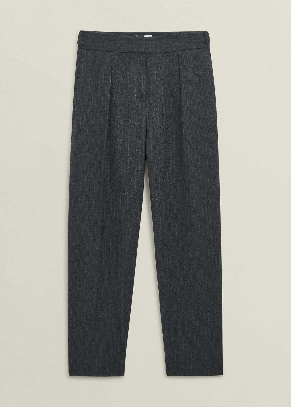 Howell  Pinstripe Barrel Trousers, Grey Ivory, hi-res