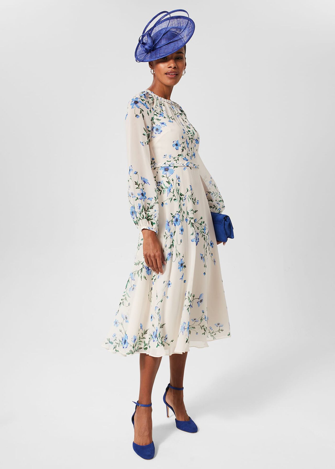 Renee Silk Floral Dress, Cream Multi, hi-res