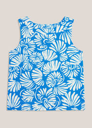 Fern Cotton Button Back Printed Top, Blue White, hi-res