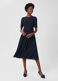 Cressida Fit and Flare Dress, Navy, hi-res