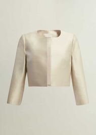 Katherine Wool Silk Jacket, Oyster, hi-res