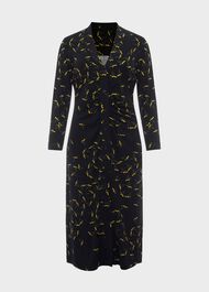 Hatty Jersey Dress, Navy Chartreuse, hi-res