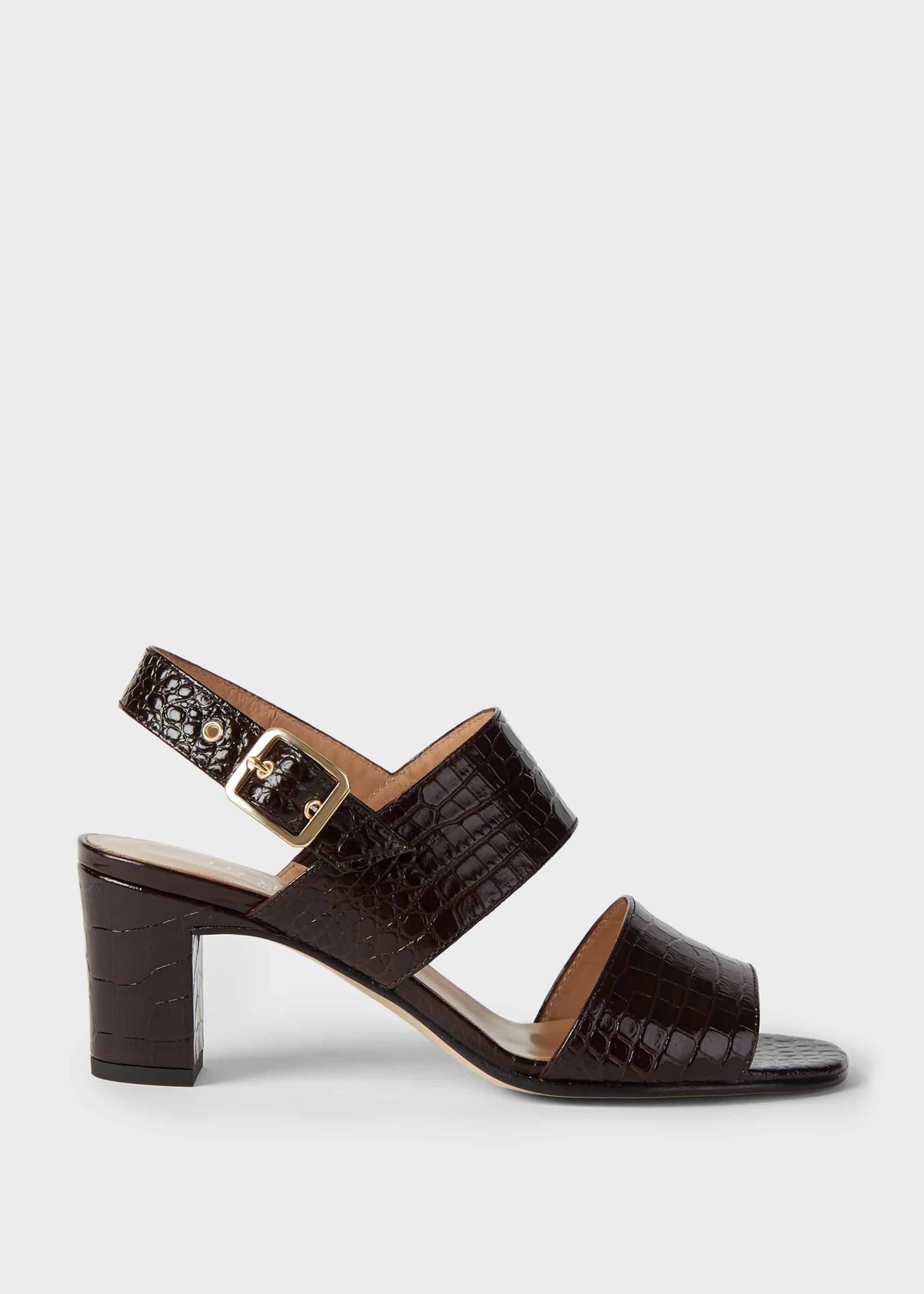 Katrina Crocodile  Block Heel Sandals