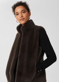 Verena Faux Fur Gilet, Charcoal Grey, hi-res