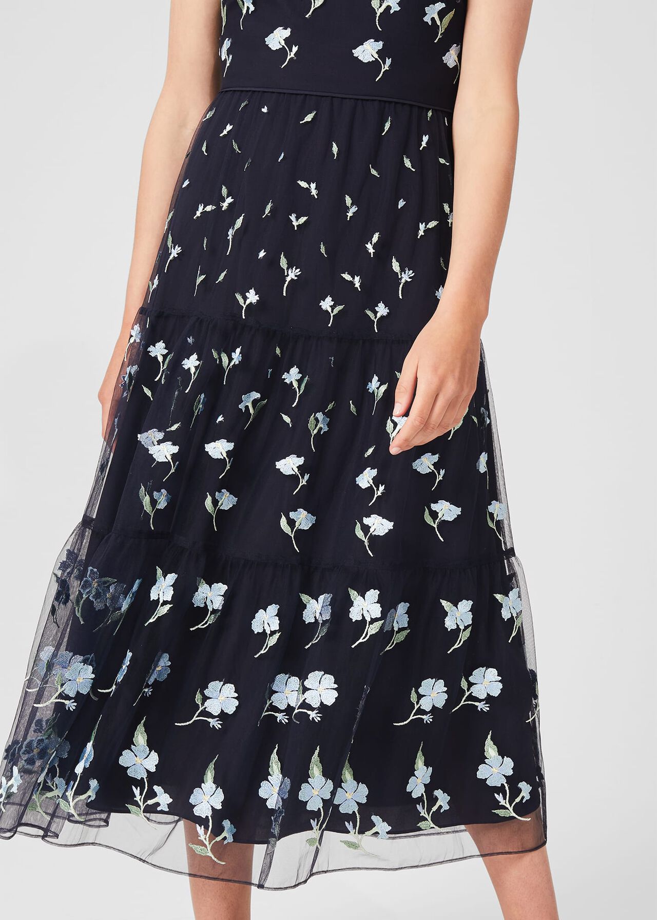 Petite Bethany Embroidered Floral Dress, Navy Multi, hi-res