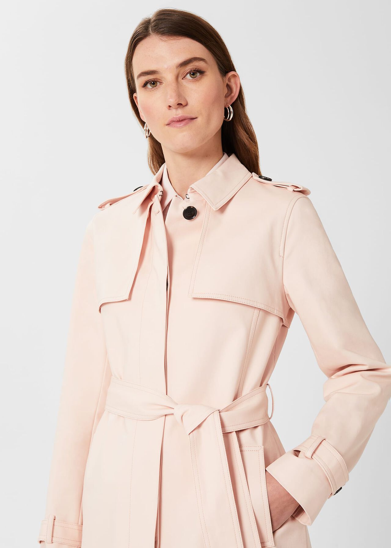 Raegan Water Resistant Trench Coat, Pale Pink, hi-res