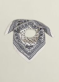 Bria Silk Scarf, Cream Navy, hi-res