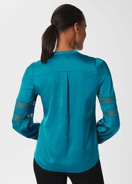 Evianna Lace Detail Blouse , Deep Jade Blue, hi-res